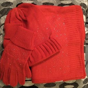 🔥🔥🧤🤩 Rhinestone Embellished Hat, Scarf and Glove Set 🤩🤩🤩🧤🧤🧤